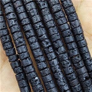 Black Lava Stone Heishi Spacer Beads, approx 2x4mm