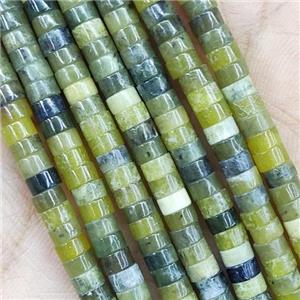 Chinese Nephrite Jade Heishi Beads Olive, approx 2x4mm