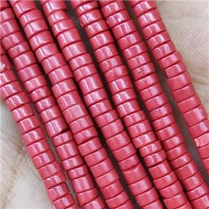 Red Synthetic Coral Heishi Beads, approx 2x4mm