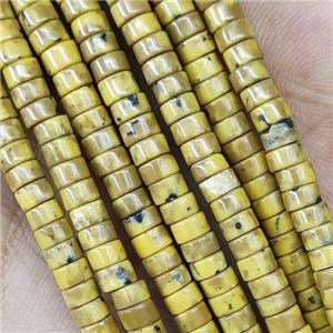 Yellow Synthetic Turquoise Heishi Beads, approx 2x4mm