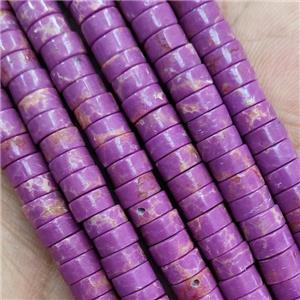 Purple Synthetic Turquoise Heishi Beads, approx 3x6mm