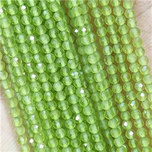 Olive Cat Eye Glass Beads Faceted Round, approx 2mm dia