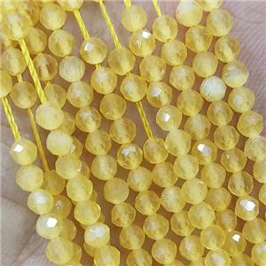 Gold Cat Eye Glass Beads Faceted Round, approx 3mm dia