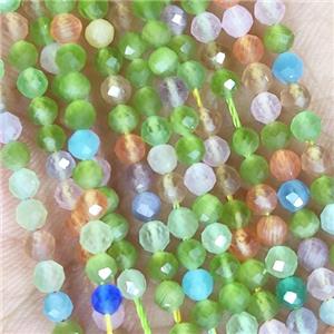 Mix Color Cat Eye Glass Beads Faceted Round, approx 3mm dia