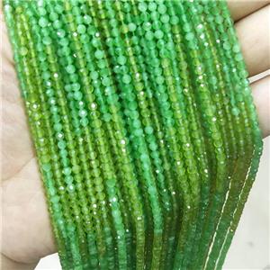 Green Cat Eye Glass Beads Faceted Round, approx 3mm dia