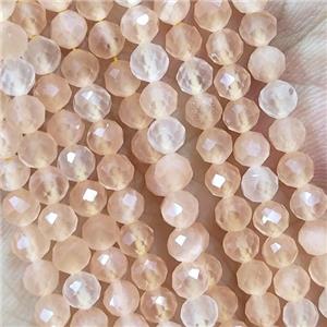 Peach Cat Eye Glass Beads Faceted Round, approx 4mm dia