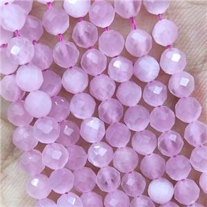 Pink Cat Eye Glass Beads Faceted Round, approx 4mm dia