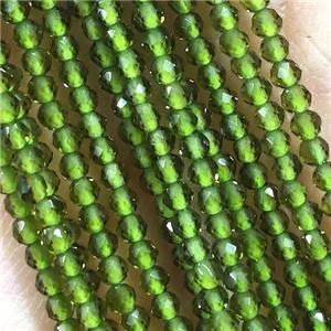 Olive Crystal Glass Seed Beads Faceted Round, approx 2mm dia