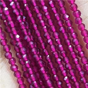 Fuchsia Crystal Glass Beads Faceted Round, approx 2mm dia