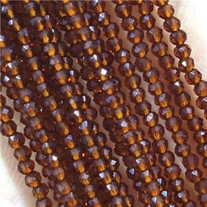 Coffee Crystal Glass Beads Faceted Round, approx 2mm dia