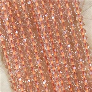 Salmon Crystal Glass Beads Faceted Round, approx 3mm dia