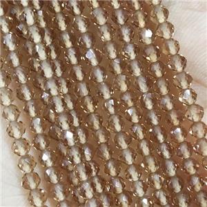 Smoky Crystal Glass Beads Faceted Round, approx 3mm dia
