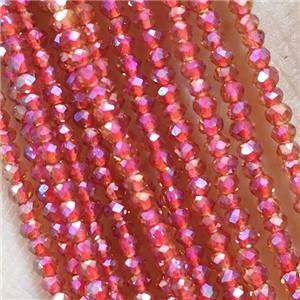 Red Crystal Glass Beads Faceted Rondelle Electroplated, approx 2mm dia