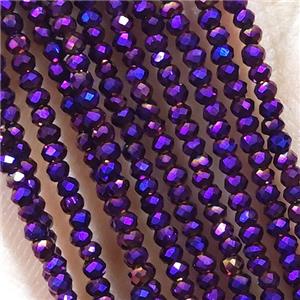 Purple Crystal Glass Beads Faceted Rondelle Electroplated, approx 2mm dia
