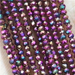 Fuchsia Crystal Glass Beads Faceted Rondelle Electroplated, approx 2mm dia