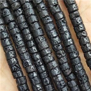 Black Lava Stone Heishi Beads, approx 3x6mm