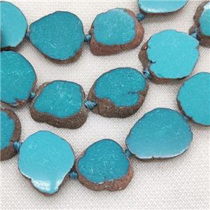 Natural Turquoise Slice Beads Green Treated, approx 20-30mm