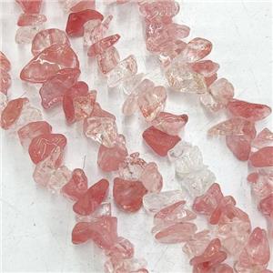Synthetic Pink Watermelon Quartz Chip Beads, approx 5-10mm, 32inch length