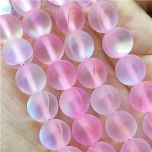 Lt.Pink Mermaid Glass Beads Round Matte, approx 12mm dia
