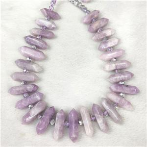 Natural Kunzite Prism Beads Graduated, approx 9-38mm