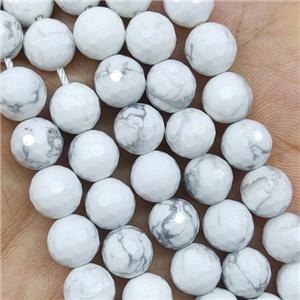 White Howlite Turquoise Beads Faceted Round, approx 10mm dia
