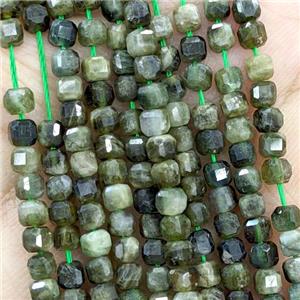 Green Tourmaline Cube Beads, approx 3mm