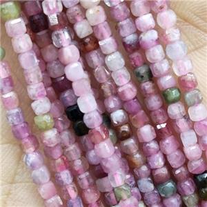 Pink Tourmaline Beads Faceted Cube, approx 2.3mm