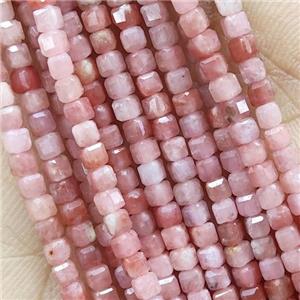 Pink Plum Blossom Jasper Beads Faceted Cube, approx 2.5mm