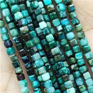 Natural Green Chrysocolla Beads Faceted Cube, approx 2.3mm