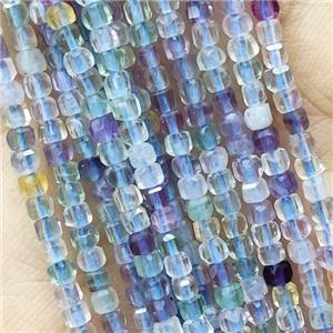 Multicolor Fluorite Beads Faceted Cube, approx 2.5mm