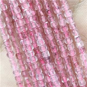 Pink Strawberry Quartz Beads Faceted Cube, approx 2.5mm