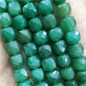 Green Aventurine Beads Faceted Cube, approx 9-10mm