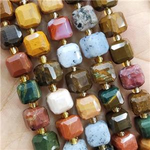 Natural Ocean Agate Beads Faceted Cube, approx 9-10mm