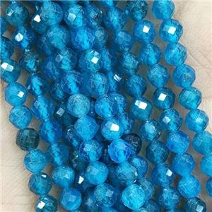 Blue Apatite Seed Beads Faceted Round AA-Grade, approx 4mm