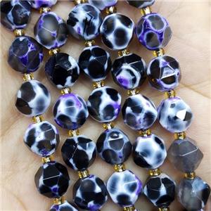 Natural Agate Beads Purple Dye Cut Round, approx 9-10mm