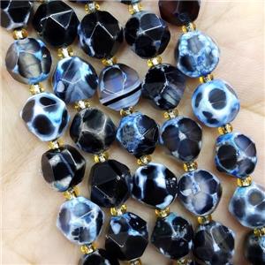 Natural Agate Beads Blue Dye Cut Round, approx 9-10mm