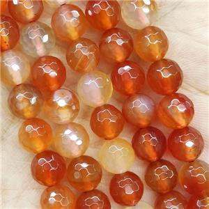 Red Carnelian Agate Beads Faceted Round, approx 10mm dia