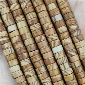 Synthetic Picture Jasper Heishi Beads, approx 4mm