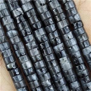 Black Labradorite Heishi Beads Larvikite, approx 4mm