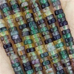Natural Fluorite Heishi Beads Multicolor, approx 4mm