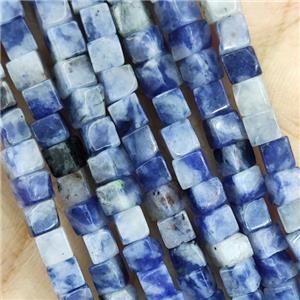 Blue Sodalite Cube Beads, approx 4x4mm