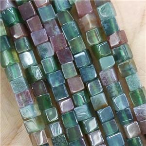 Indian Agate Cube Beads, approx 4x4mm