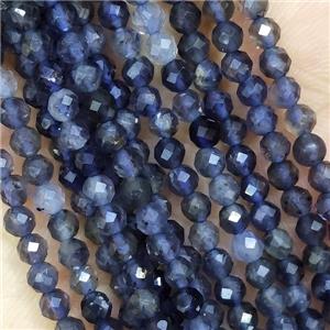 Natural Iolite Beads Faceted Round Inkblue AA-Grade, approx 3mm dia