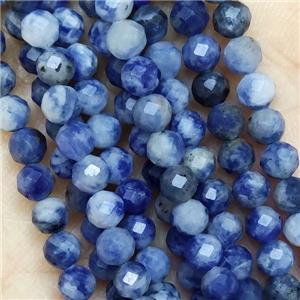 Blue Sodalite Beads Faceted Round, approx 4mm dia
