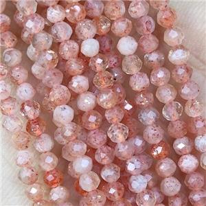 Gold Sunstone Beads Peach Faceted Round, approx 2mm dia