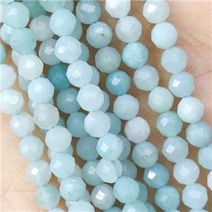 Blue Amazonite Beads Faceted Round Tiny, approx 3mm dia