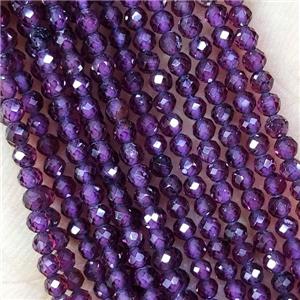 Purple Garnet Beads Tiny Faceted Round, approx 2mm dia