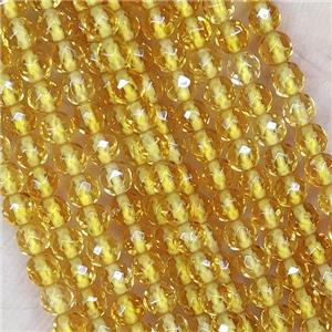 Citrine Beads Yellow Treated Faceted Round, approx 3mm dia