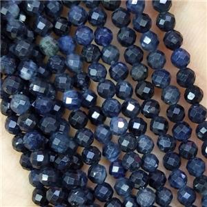 Sapphire Beads Darkblue Faceted Round, approx 3mm dia