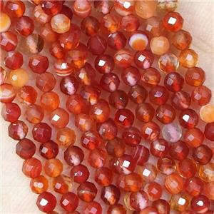 Red Striped Agate Beads Faceted Round, approx 3mm dia